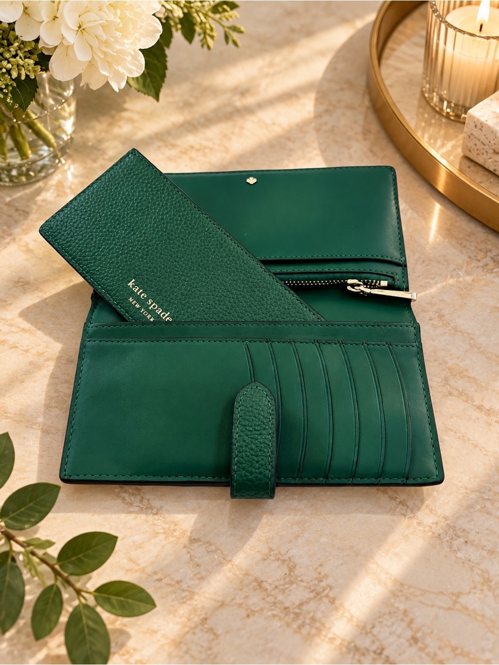 kate spade New York Emerald Green Leather Wallet - Picture 5 of 6